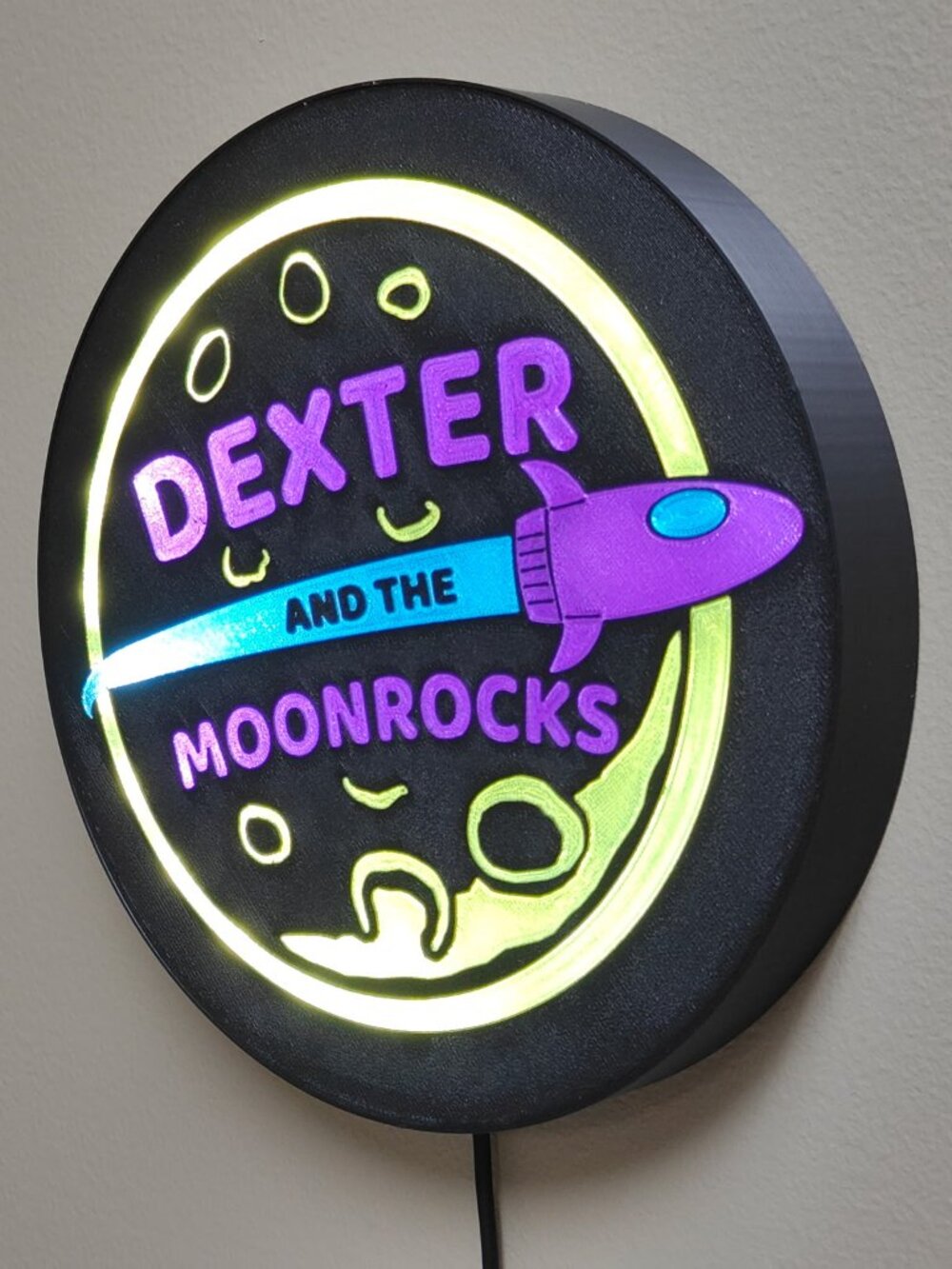 DEXTER AND THE MOONROCKS band logo illuminated sign